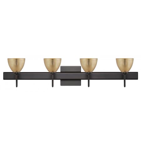 Besa Lighting Besa Divi Wall With SQ Canopy 4SW Gold Foil Bronze 4x5W LED 4SW-1758GF-LED-BR-SQ
